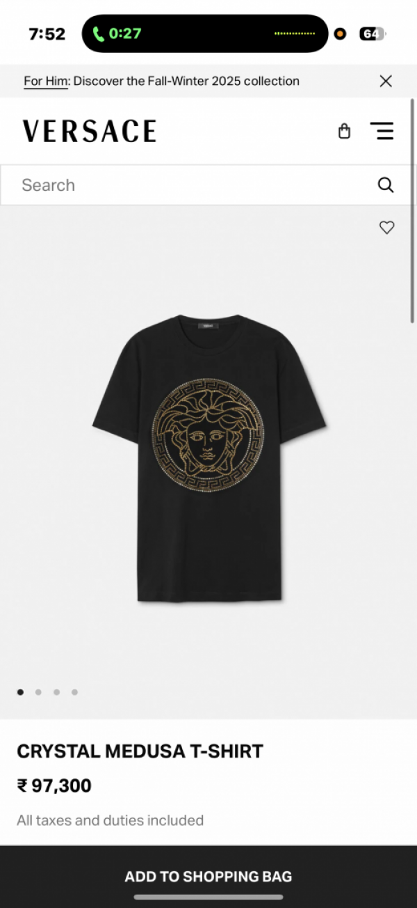 Versace Versac e Store Article Round Neck T-Shirt Price in India - Style 2 - Buy at Bootery - Image 4