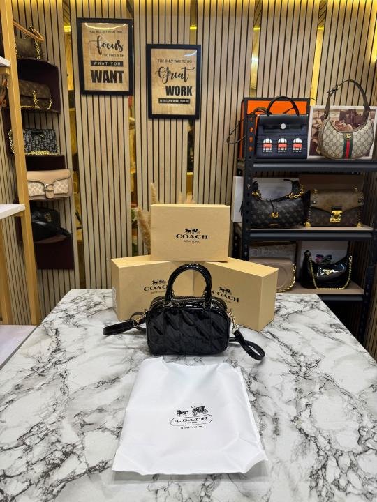 Buy Coach Mini Boston Top Handle Crossbody Bag With Charm Chain With Box And Dust Bag Online in India - Style 2 - Bootery - Image 3