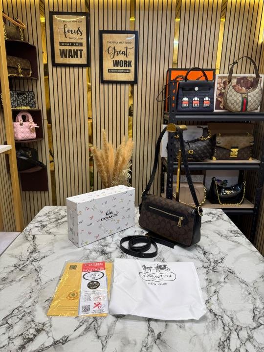 Coach Monogram Signature Canvas Flap Convertible Shoulder Bag With Box And Dust Bag Price in India - Style 1 - Buy at Bootery - Image 3