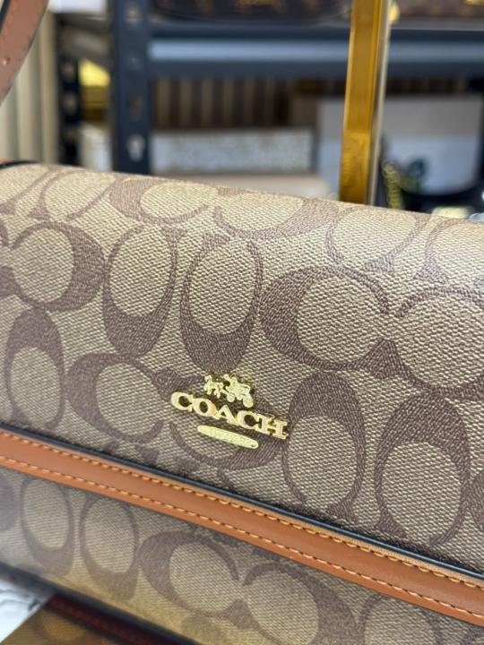 Buy Coach Monogram Signature Canvas Flap Convertible Shoulder Bag With Box And Dust Bag Online in India - Style 2 - Bootery - Image 4