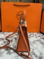 Buy Hermes Kelly Sellier Top Handle Bag With OG Box And Dust Bag And Carry Bag Orange Online in India - Bootery - Image 4