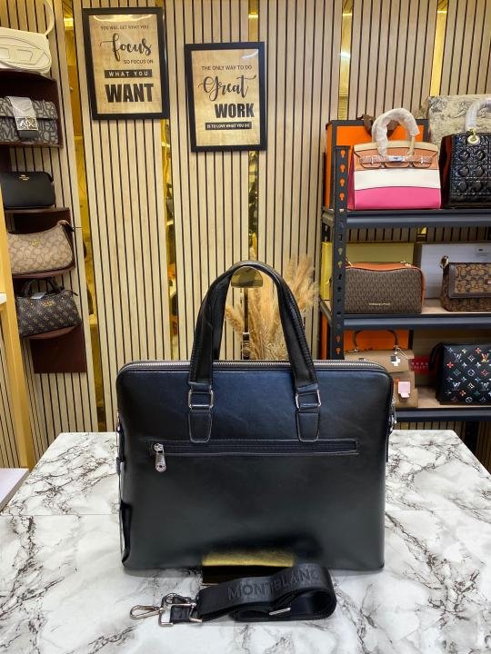 Buy Montblanc Mont Blanc Embossed Leather Business Briefcase With Strap Black - 1064-1 Online in India - Bootery - Image 2