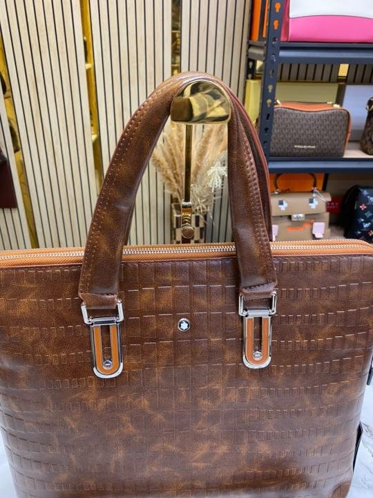 Montblanc Mont Blanc Embossed Leather Business Briefcase With Strap Brown - 1064-1 - Best Price Online - Bootery - Image 11