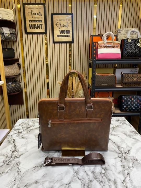 Montblanc Mont Blanc Embossed Leather Business Briefcase With Strap Brown - 1064-1 - Best Price Online - Bootery - Image 10
