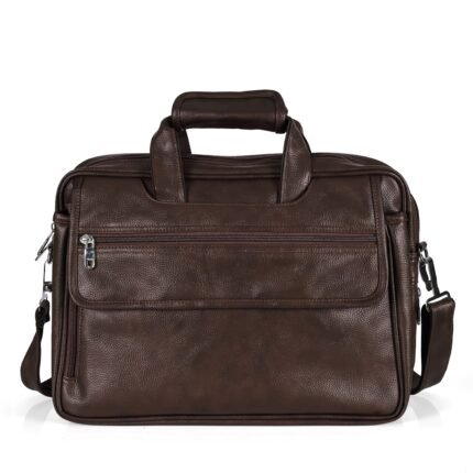 premium chocolate brown leather laptop briefcase - Bootery - Men's Shoes, Watches, Clothing & Accessories