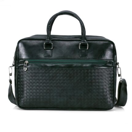 premium dark green textured leather laptop bag – 15 inch executive briefcase - Bootery - Men's Shoes, Watches, Clothing & Accessories