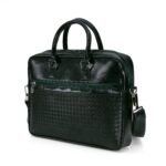 premium dark green textured leather laptop bag – 15 inch executive briefcase - Bootery - Men's Shoes, Watches, Clothing & Accessories