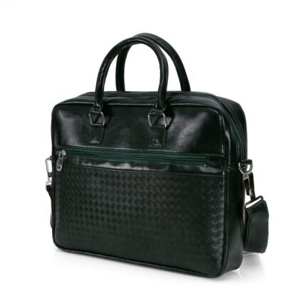 premium dark green textured leather laptop bag – 15 inch executive briefcase - Bootery - Men's Shoes, Watches, Clothing & Accessories
