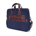 heritage denim & leather office messenger bag (indigo blue) - Bootery - Men's Shoes, Watches, Clothing & Accessories