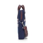 heritage denim & leather office messenger bag (indigo blue) - Bootery - Men's Shoes, Watches, Clothing & Accessories