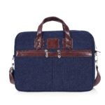 heritage denim & leather office messenger bag (indigo blue) - Bootery - Men's Shoes, Watches, Clothing & Accessories