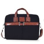 heritage denim & leather office messenger bag (black) - Bootery - Men's Shoes, Watches, Clothing & Accessories