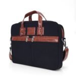 heritage denim & leather office messenger bag (black) - Bootery - Men's Shoes, Watches, Clothing & Accessories