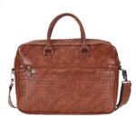 premium brown textured leather laptop bag – 15 inch executive briefcase - Bootery - Men's Shoes, Watches, Clothing & Accessories