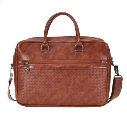 premium brown textured leather laptop bag – 15 inch executive briefcase - Bootery - Men's Shoes, Watches, Clothing & Accessories