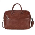 premium tan brown textured leather laptop bag – 15 inch executive briefcase - Bootery - Men's Shoes, Watches, Clothing & Accessories
