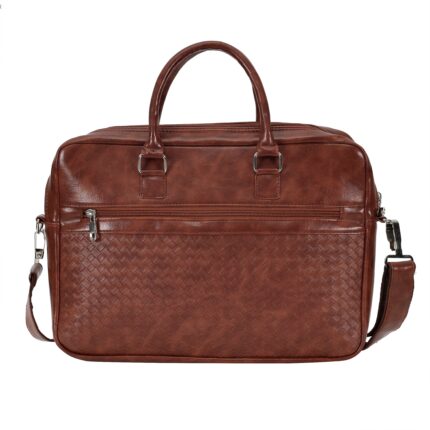 premium tan brown textured leather laptop bag – 15 inch executive briefcase - Bootery - Men's Shoes, Watches, Clothing & Accessories