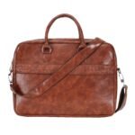 premium brown textured leather laptop bag – 15 inch executive briefcase - Bootery - Men's Shoes, Watches, Clothing & Accessories