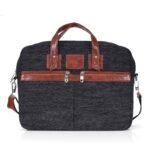 heritage denim & leather office messenger bag (grey) - Bootery - Men's Shoes, Watches, Clothing & Accessories
